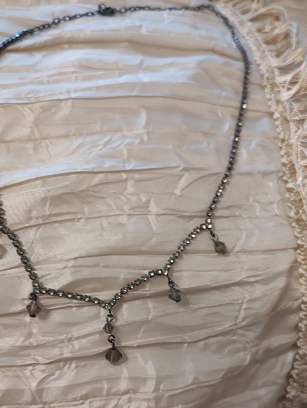 Delicate Gunmetal Crystal Drop Necklace - Women Jewelry